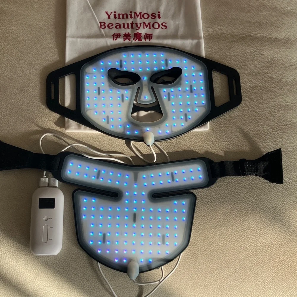 Black LED Facial & Jawline Therapy Mask with Controller